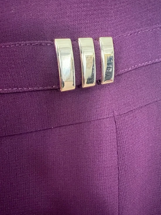 NWT- Tahari Midi Dress in Deep Plum with Gold Waist Accents - Picture 4 of 5